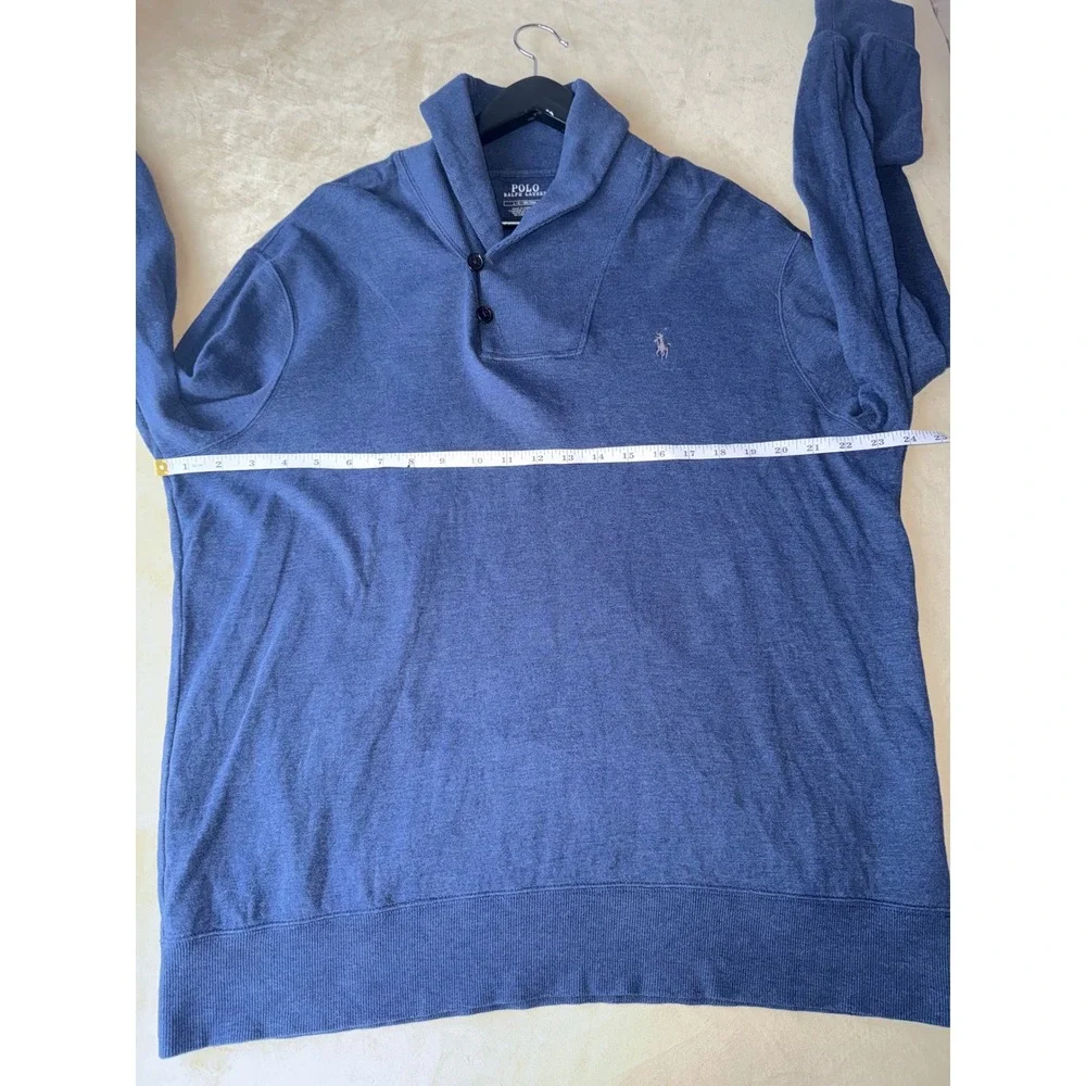 Polo Ralph‎ Lauren Shawl Collar Pullover Mens Large Blue Knit Sweater